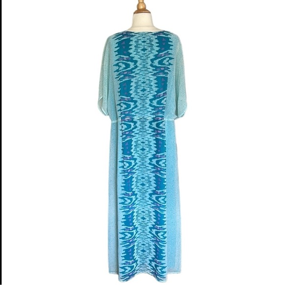 BADGLEY MISCHKA American Glamour Boho Coastal Blue Embellished Maxi Dress, 2XL - Picture 7 of 15